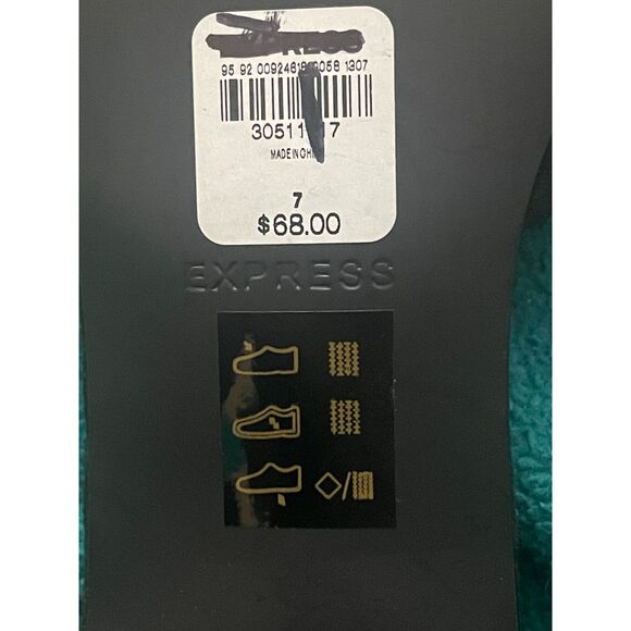 Express Black Rhinestone Heels Size 7 Pointed Toe Ankle Strap Dress Shoes - Picture 10 of 10